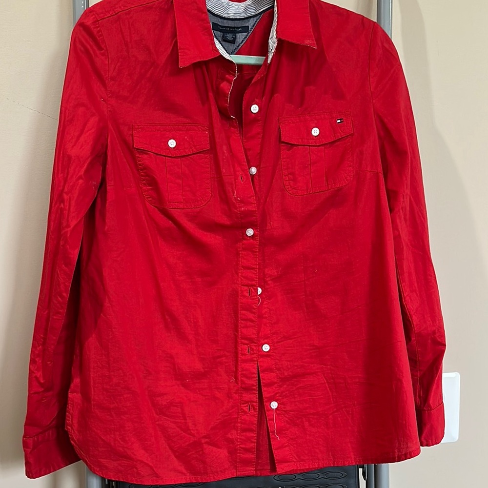 Tommy Hilfiger Red Button-Up Shirt